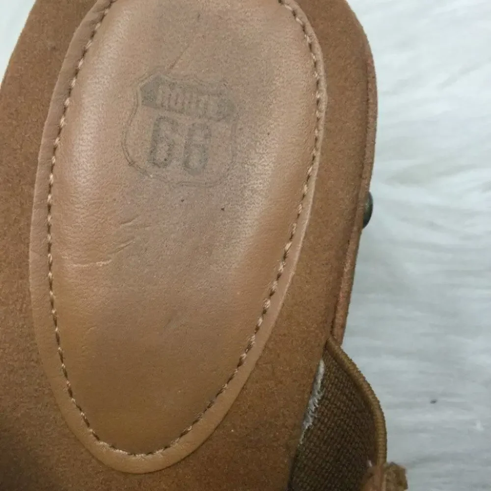 ROUTE 66 Casual Fringe Slip On Mules Brown Boho - Picture 4 of 13